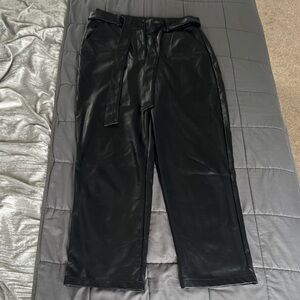 Lulu's Shiny Black Faux Leather Pants
